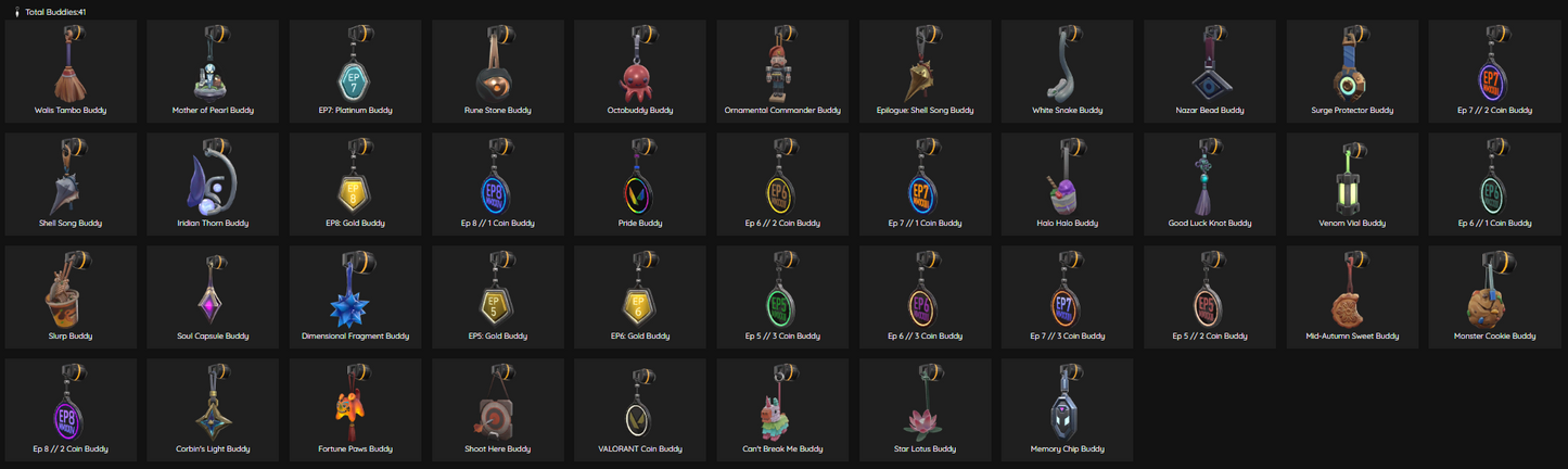 EU Unranked - 13 Skins, 1 Knife, 23 Agents, 41 Buddies.