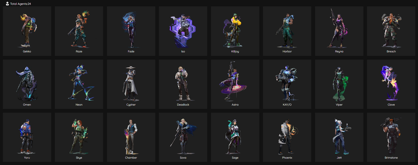 EU Unranked - 31 Skins, 2 Knifes, 24 Agents, 43 Buddies.