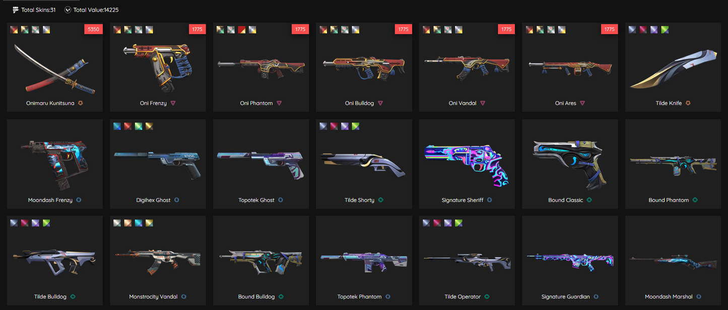 EU Unranked - 31 Skins, 2 Knifes, 24 Agents, 43 Buddies.