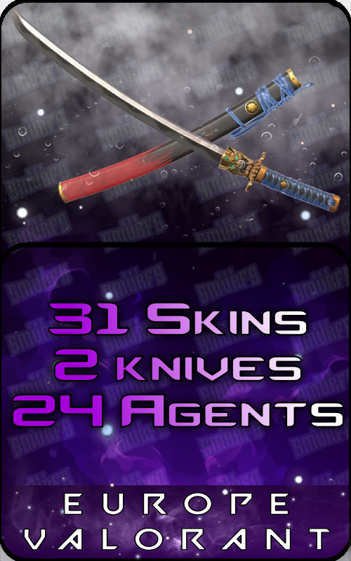 EU Unranked - 31 Skins, 2 Knifes, 24 Agents, 43 Buddies.