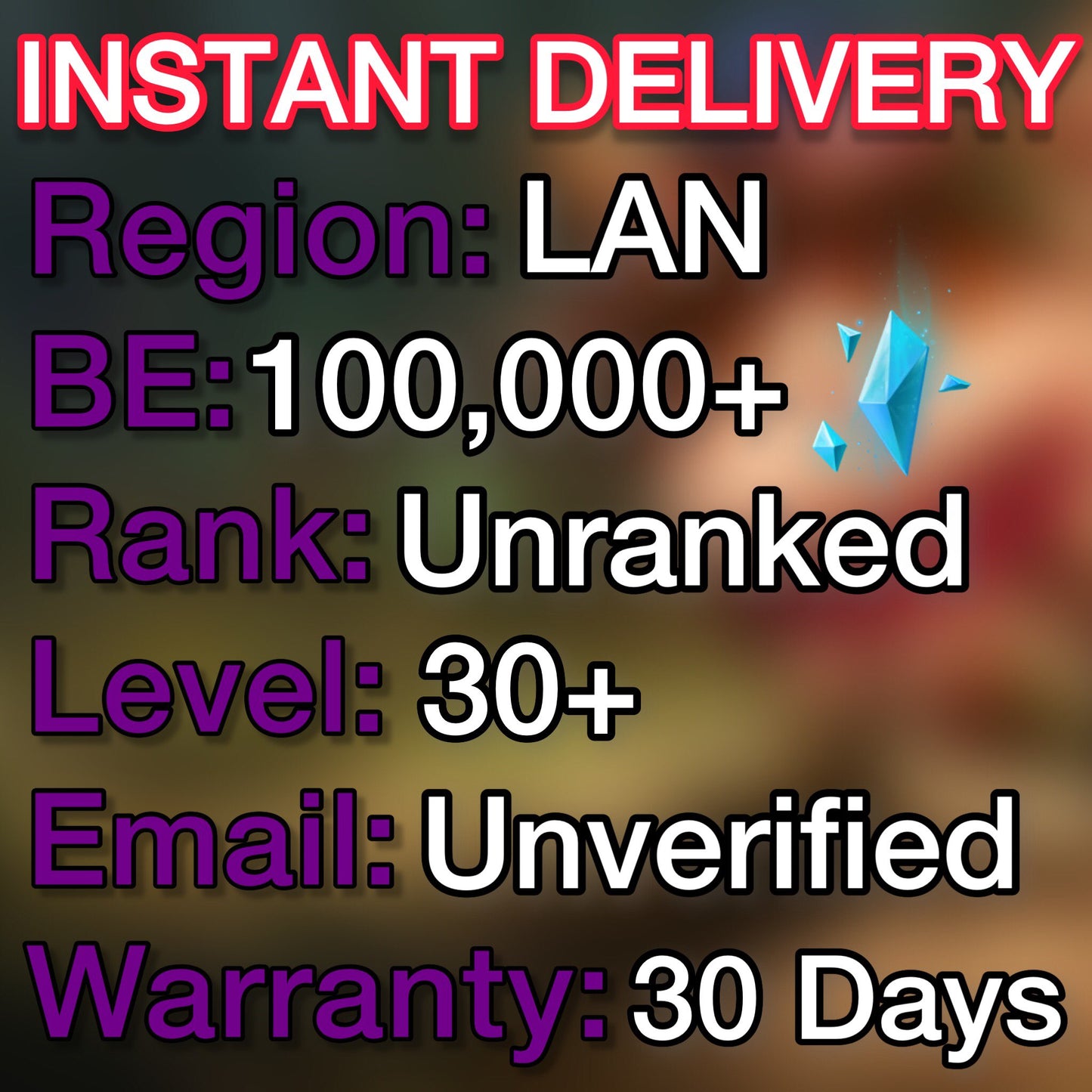 LAN - 100,000+ Blue Essence Unranked Smurf