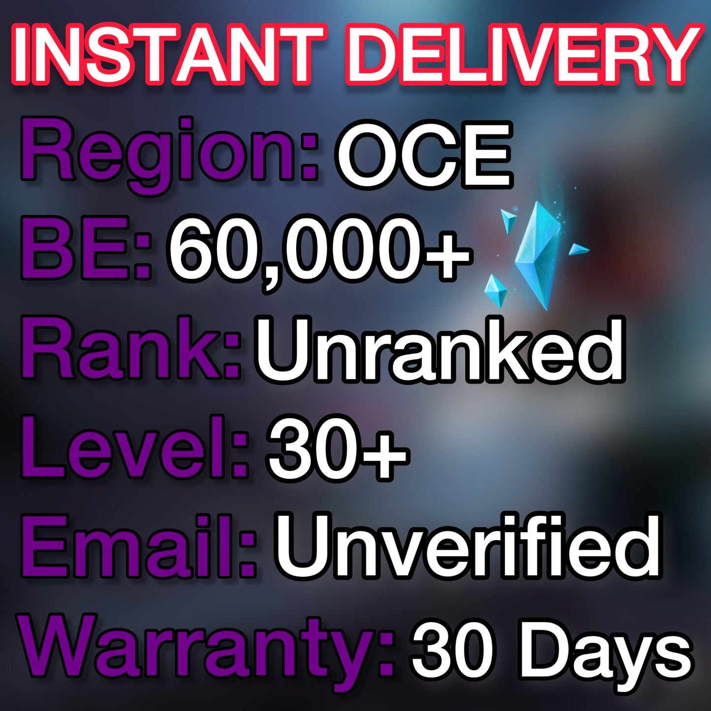 OCE - 60,000+ Blue Essence Unranked Smurf