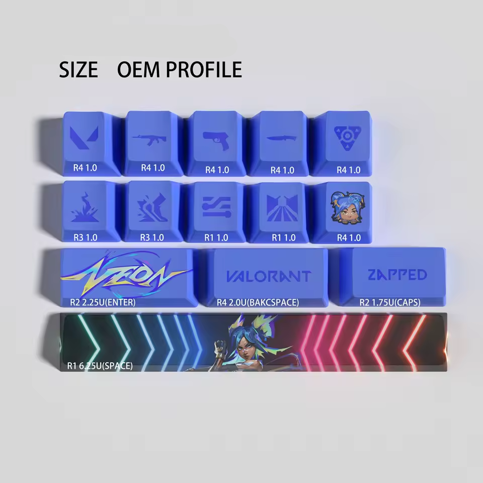Neon 14 Custom OEM Keycaps