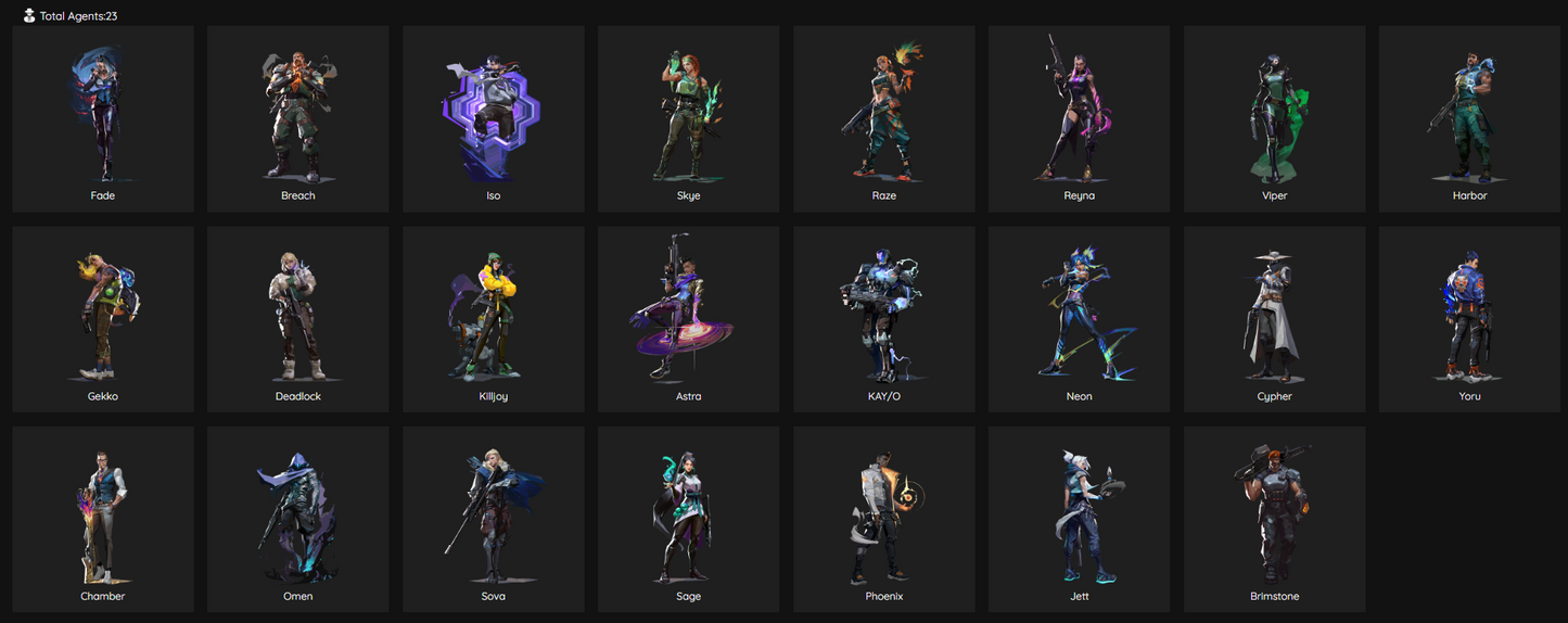 EU Unranked - 13 Skins, 1 Knife, 23 Agents, 41 Buddies.