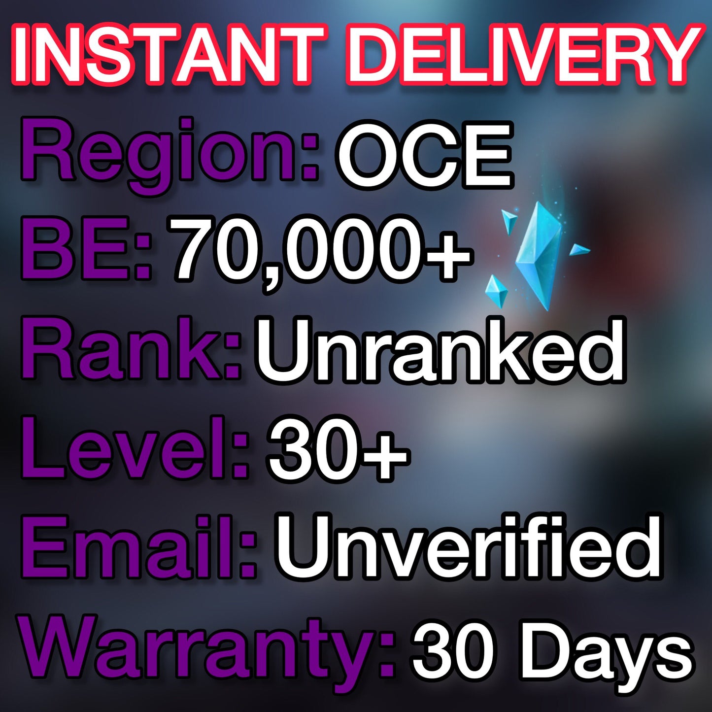 OCE - 70,000+ Blue Essence Unranked Smurf